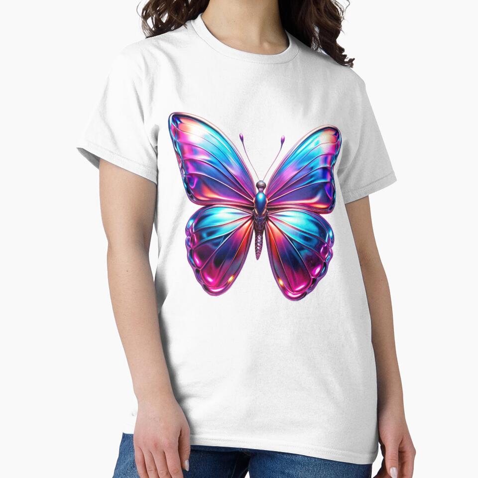 Chrome Butterfly Y2K Aesthetic by Erik Visnievskij T-Shirts, Hoodie, Sweatshirt | BlankRebels.com (Image 2)