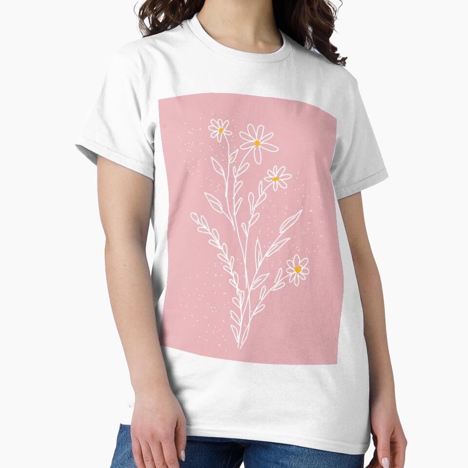 "cute bohemian flowers with pink background" by tudoo
