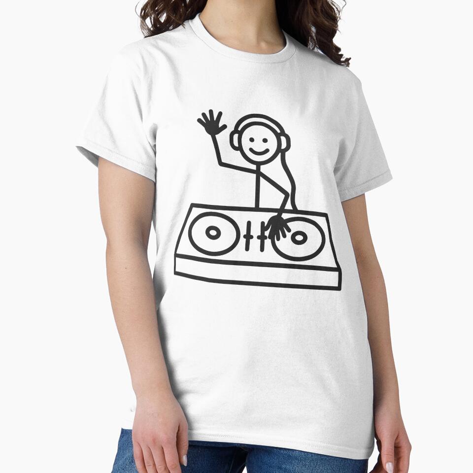 Stick Figure DJ - Fun Minimalist Music Lover Design by Resonance Frequency T-Shirts, Hoodie, Sweatshirt (Image 2)
