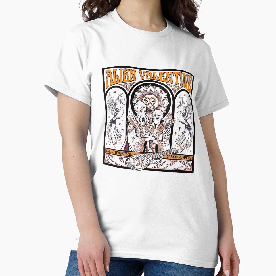 Alien Valentine Psychedelic Art Nouveau Cosmic Romance by zzz888 T-Shirts, Hoodie, Sweatshirt | BlankRebels.com (Image 2)