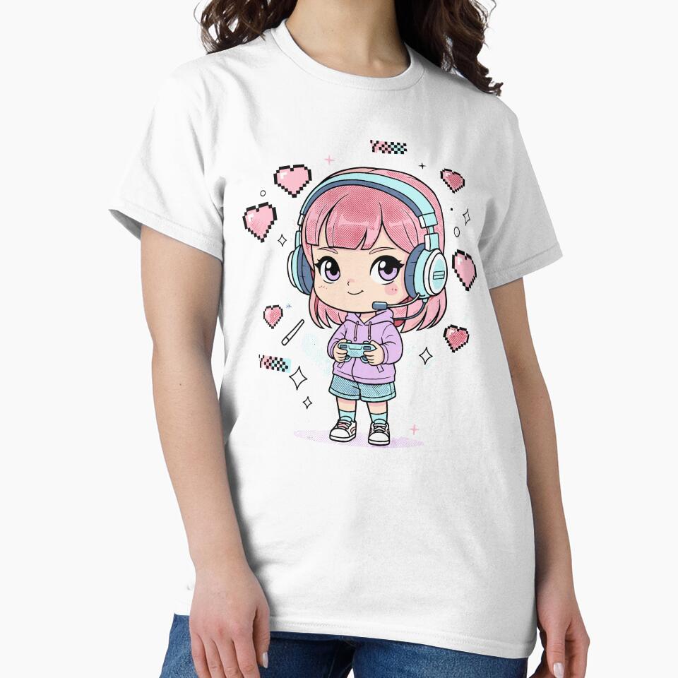 Kawaii Gamer Girl – Pixel Heart Edition by Rotten Potatos T-Shirts, Hoodie, Sweatshirt | BlankRebels.com (Image 2)