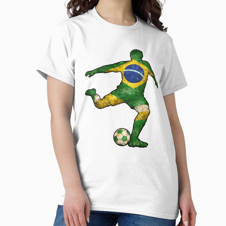 Brazilian Soccer Player Brazil Flag Silhouette by LintonGriffin