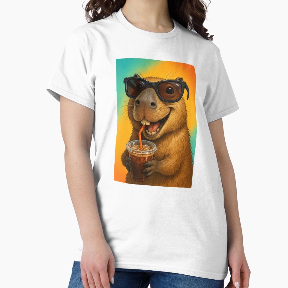 Cool Capybara Vibes – Sunglasses & Iced Coffee Art by MuscleCarTs T-Shirts, Hoodie, Sweatshirt | BlankRebels.com (Image 2)