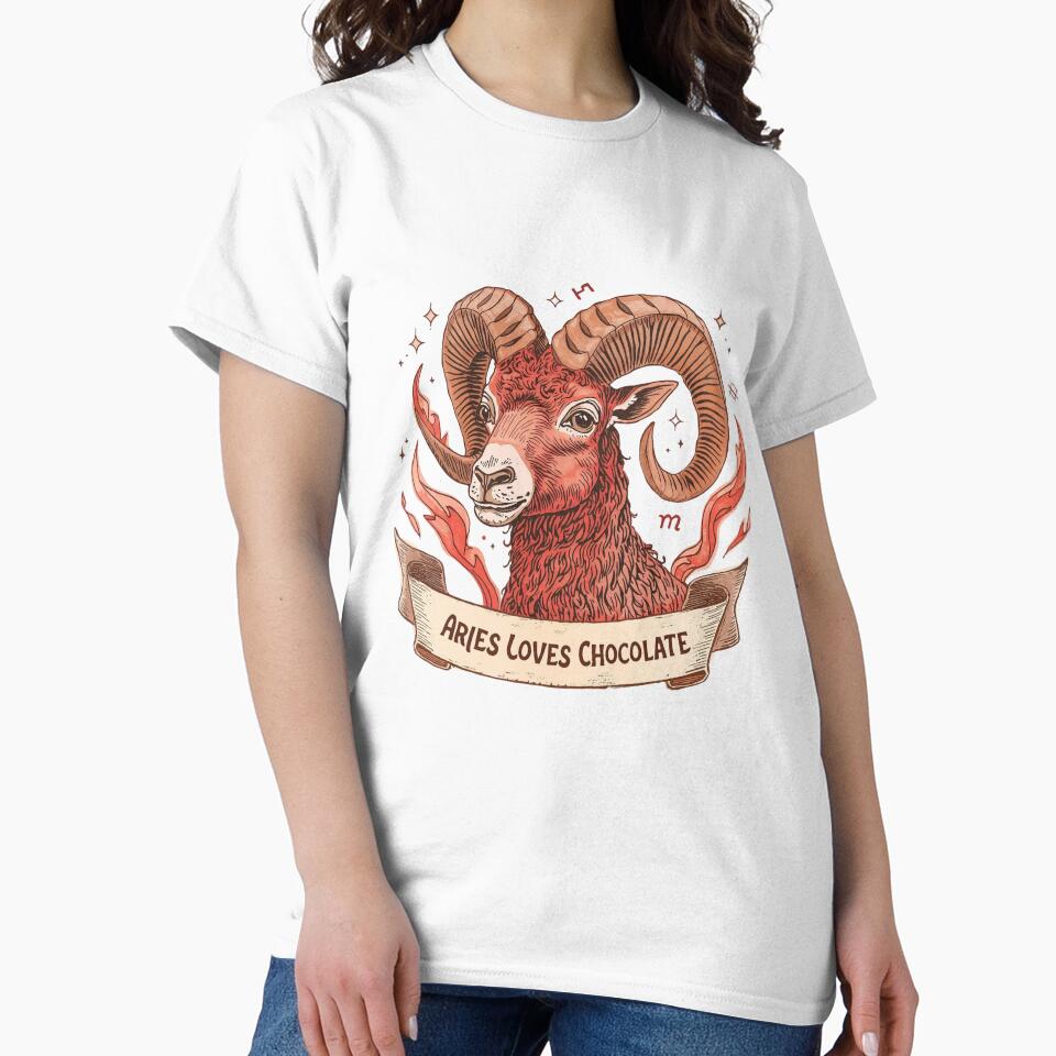 Aries Loves Chocolate – Vintage Zodiac Chocolate Lover Art by FindYouByZ T-Shirts, Hoodie, Sweatshirt (Image 2)