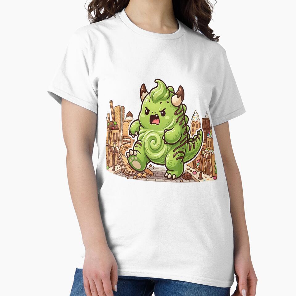 Matcha Monster – Cute Green Tea Kaiju Dessert Character by Ink Dynasty T-Shirts, Hoodie, Sweatshirt (Image 2)