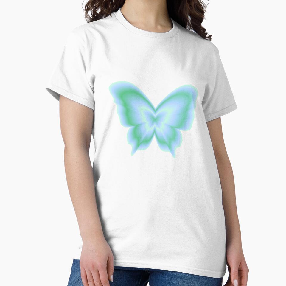 Y2K Blue Green Butterfly – Soft Glow Cyber Fairy Aesthetic by EJRdesign T-Shirts, Hoodie, Sweatshirt (Image 2)
