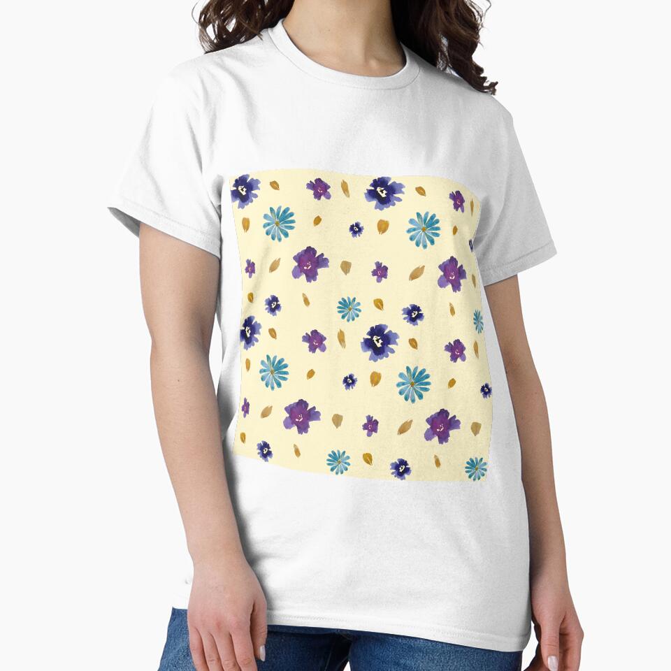 Viola daisy peony petal beige pattern watercolor by Yana Mustafina | Boho Soulful Designs T-Shirts, Hoodie,... (Image 2)