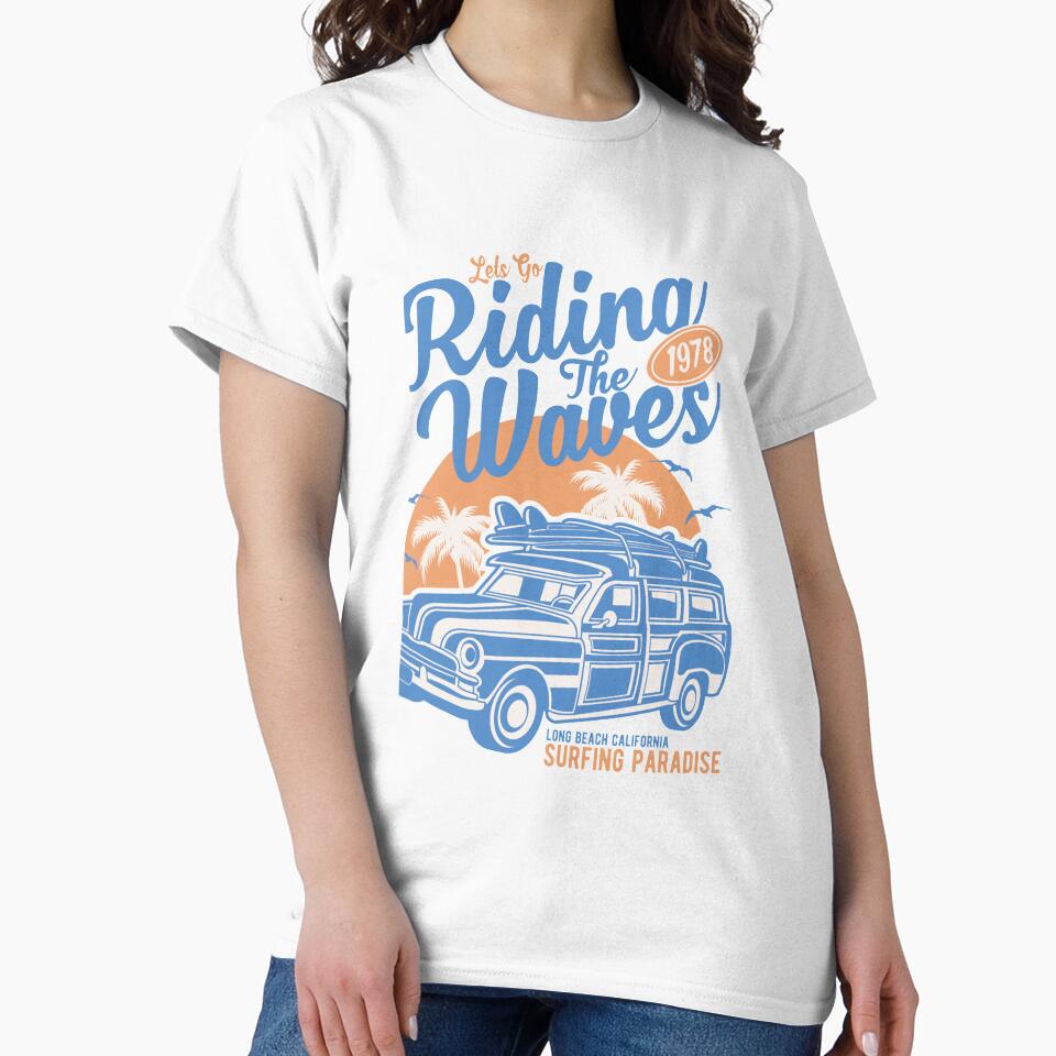 Riding the waves, surfing paradise - Awesome surfing lover Gift by Teenation9 T-Shirts, Hoodie, Sweatshirt (Image 2)