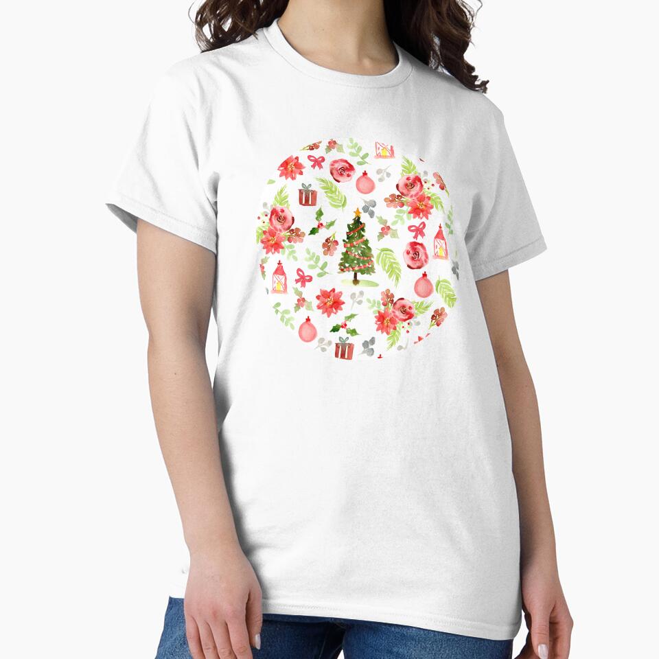 Watercolor Christmas Holiday Pattern by Harpley Design Studio T-Shirts, Hoodie, Sweatshirt | BlankRebels.com (Image 2)