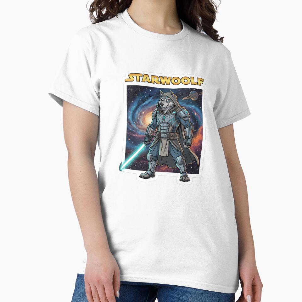 Starwoolf – Space Wolf Sci-Fi Movie Parody Sticker by Imaginarium of Chaos falcon88 T-Shirts, Hoodie, Sweatshirt (Image 2)