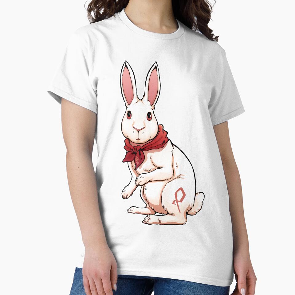 Cute Rabbit Standingwith Red Scarf Artwork Drawing Illustration by Gabrielptdedi T-Shirts, Hoodie, Sweatshirt (Image 2)