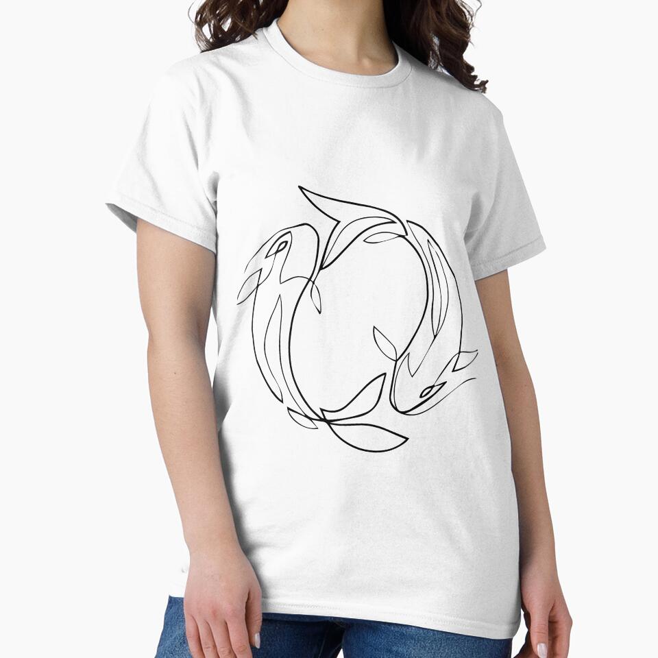 Two Fishes One Line Art by Artie-A T-Shirts, Hoodie, Sweatshirt | BlankRebels.com (Image 2)