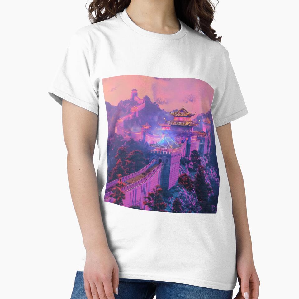 High-tech Great Wall with Ancient Chinese Vaporwave Aura by deepglitchart T-Shirts, Hoodie, Sweatshirt (Image 2)
