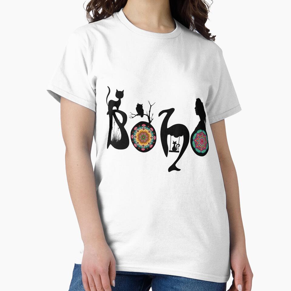 Boho Ornamental Typography T-Shirt - BOHO by GorinART Hoodie, Sweatshirt | BlankRebels.com (Image 2)