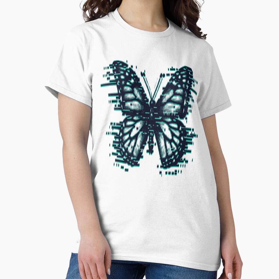 Modern Glitch butterfly illustration by CeliaZnx T-Shirts, Hoodie, Sweatshirt | BlankRebels.com (Image 2)