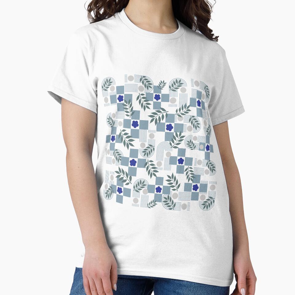 Botanical Checkerboard Arch Pattern – Modern Nature & Geometric Design by Verve Studio T-Shirts, Hoodie, Sweatshirt (Image 2)
