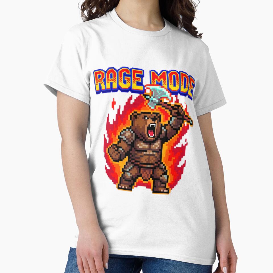 Rage Mode Pixel Bear Berserker Retro Gaming Art by ChaosNest