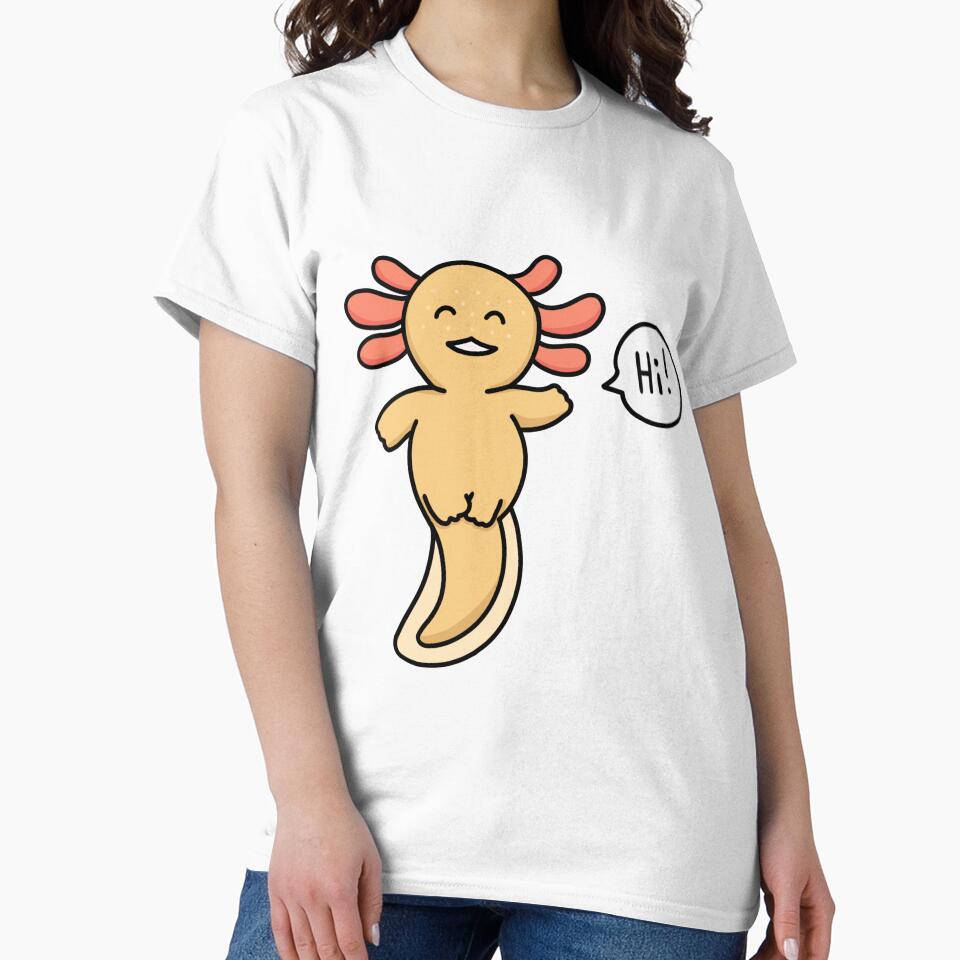 Golden Albino Axolotl (yellow axolotl) saying "Hi!" by Lucesco T-Shirts, Hoodie, Sweatshirt | BlankRebels.com (Image 2)
