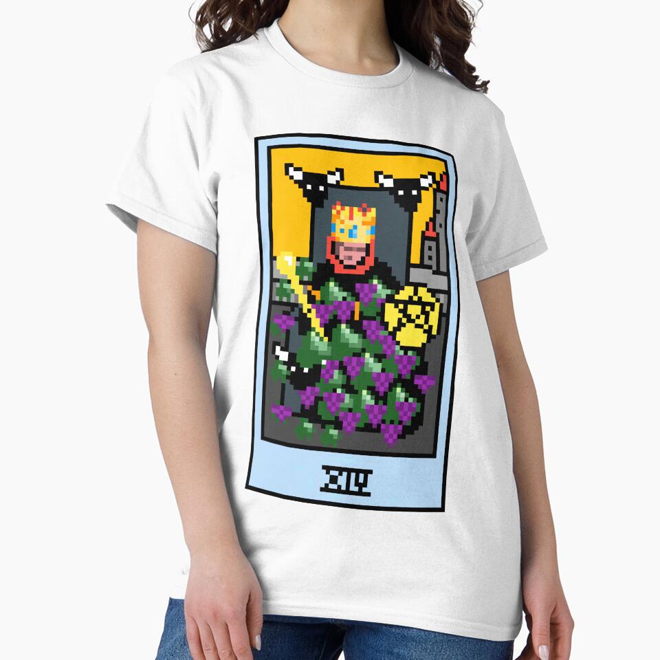 Wait, is this pixel art tarot? Yellow - Minor Arcana 'King of Pentacles' (Design for T-shirt, stickers and... (Image 2)