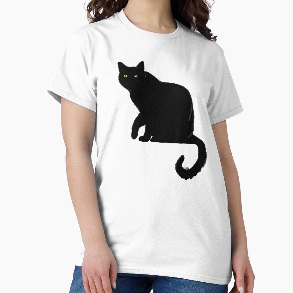 Pitch Black Cat - Orange Background by EcoElsa T-Shirts, Hoodie, Sweatshirt | BlankRebels.com (Image 2)