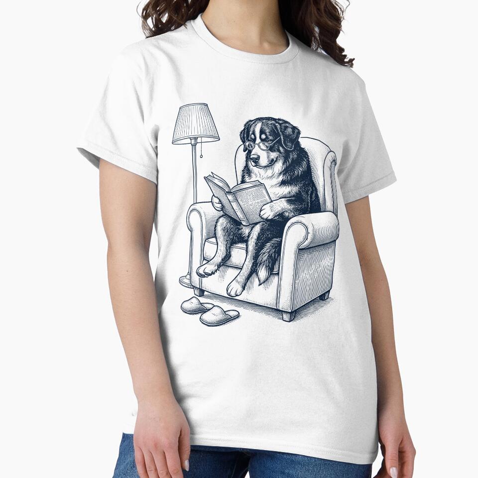 Vintage Bernese Mountain Dog Read Book Dog Mom Dad by DoodleTortle T-Shirts, Hoodie, Sweatshirt | BlankRebels.com (Image 2)