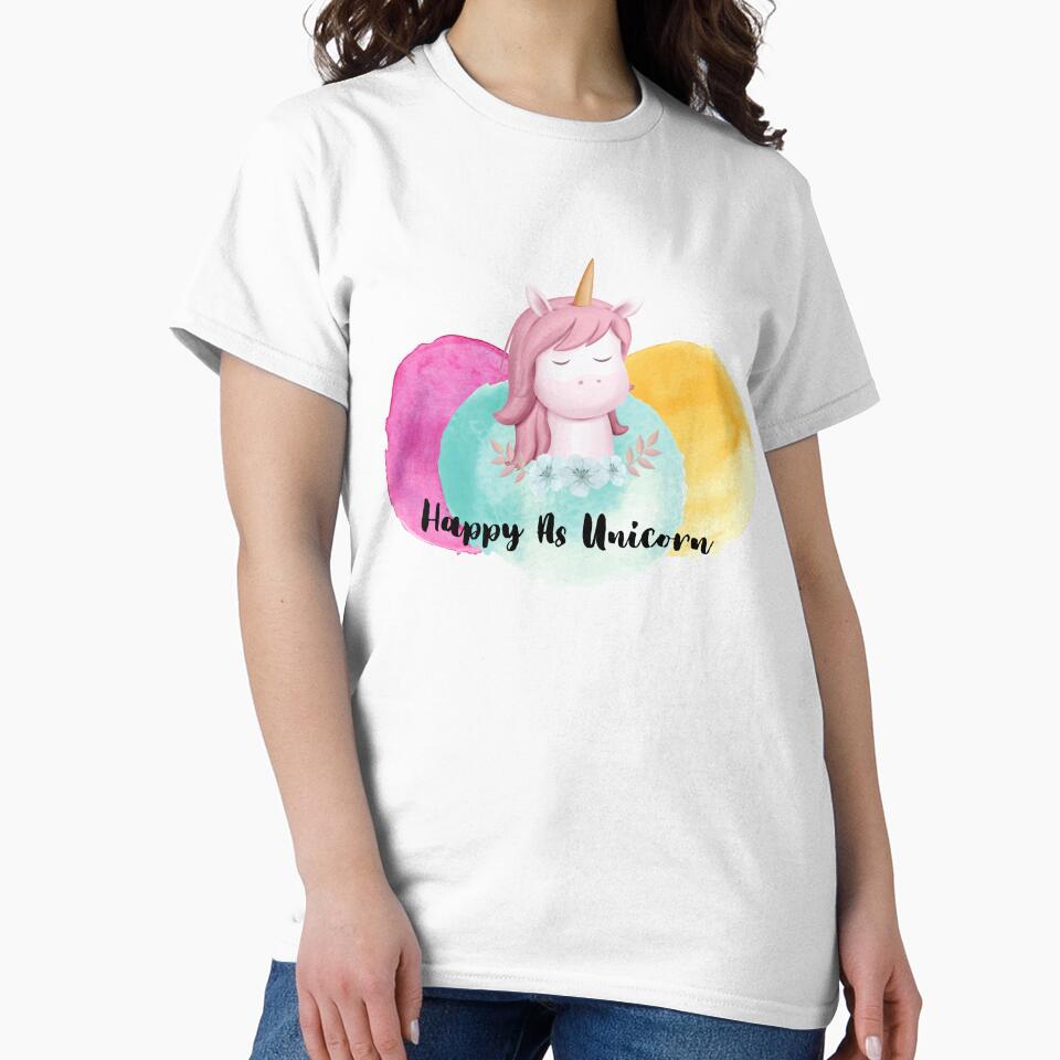 Happy as Unicorn Unicorn T-shirt by Sudarat Phimphanit