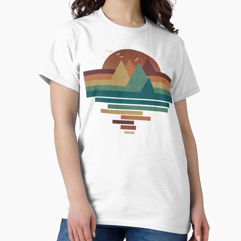 Geometric Mountains At Sunset by maryedenoa