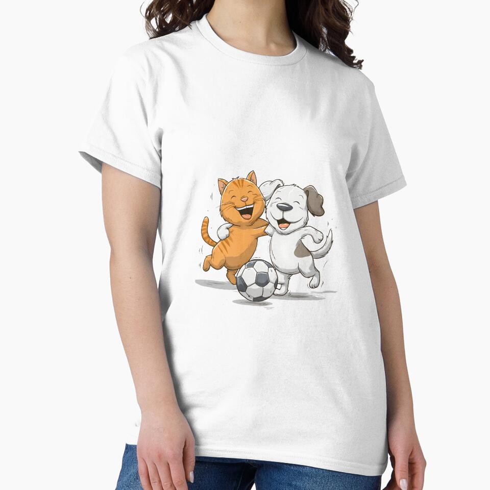Funny Soccer Cat and Dog – Cute Football Friends Illustration by Rosomyat Design