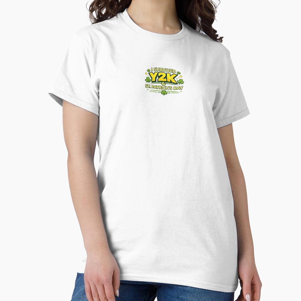 I Survived Y2K & St. Patrick’s Day Shirt – Funny 90s Retro Tee by MEMORY-LN-Tees Hoodie, Sweatshirt (Image 2)