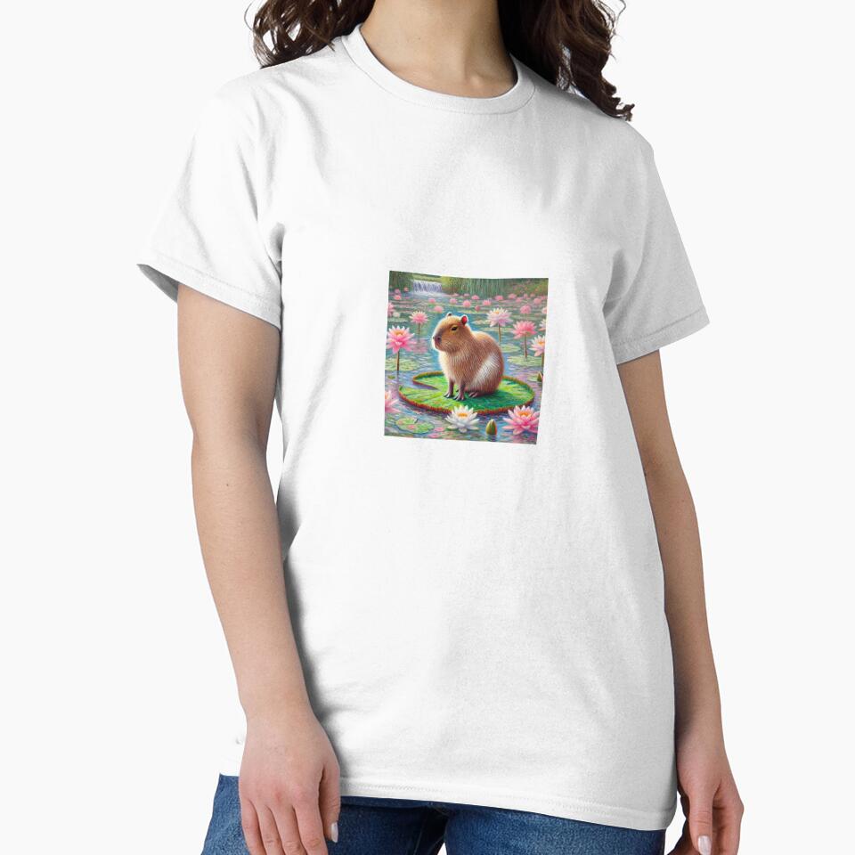 Lily pad capybara by sharkmaster42 T-Shirts, Hoodie, Sweatshirt | BlankRebels.com (Image 2)