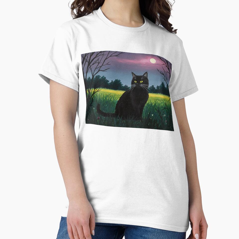 Moonlight Watcher Funny Cat T-Shirts, Clarity Black Cat Iphone Cases by Abstractadorn Hoodie, Sweatshirt (Image 2)