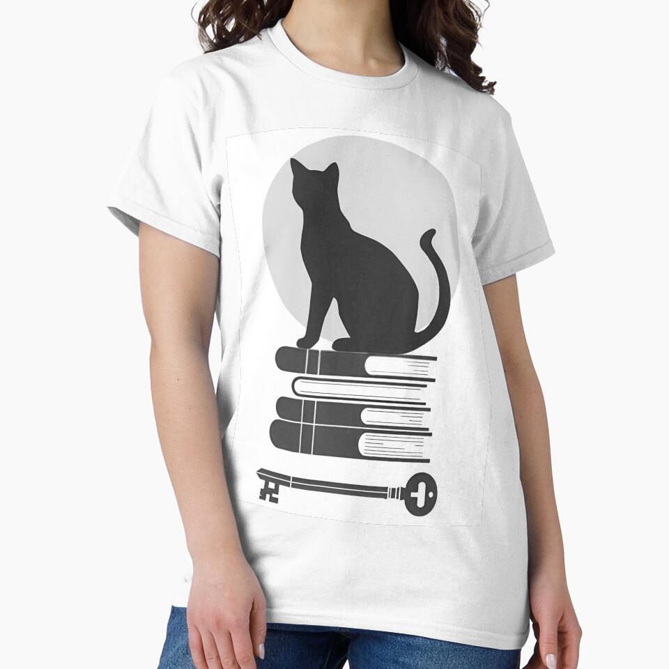 Dark Academia Design: Cat, Moon, Books, Key by Dark Academia Archives T-Shirts, Hoodie, Sweatshirt (Image 2)