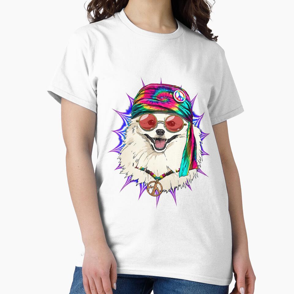 Tie Dye Hippie American Eskimo Hippiness Peace Love Dog 663 by AmelinKnowles