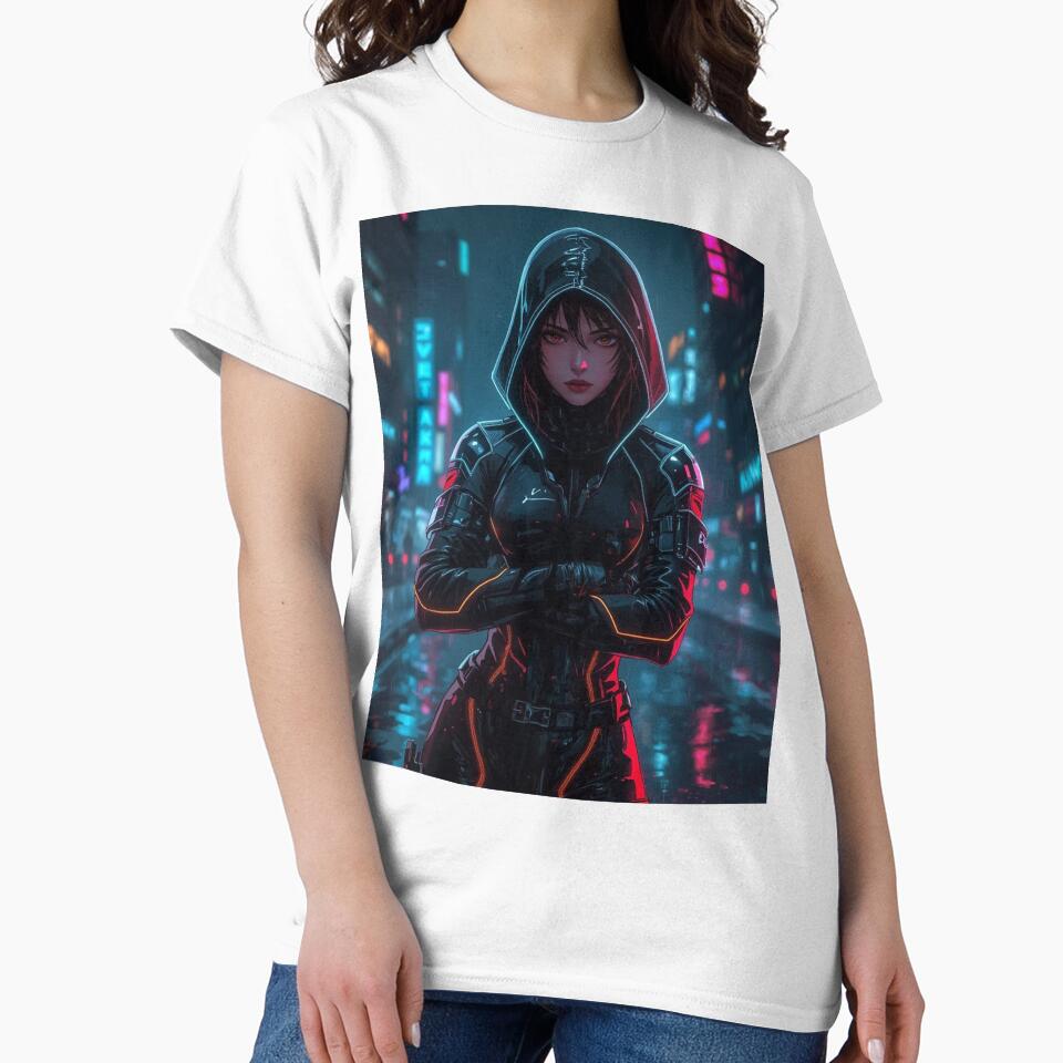 Neon Night Operative Cyberpunk Female Assassin Futuristic City T-Shirts, Hoodie, Sweatshirt