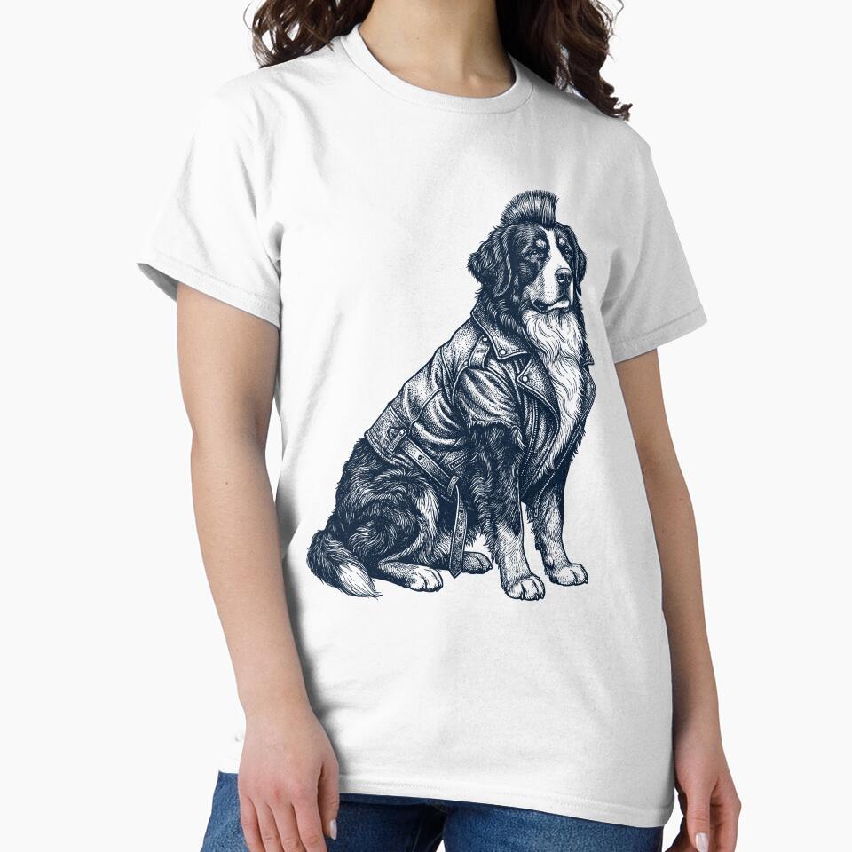 Vintage Bernese Mountain Dog Punk Mowhawk Dog Mom Dad by DoodleTortle T-Shirts, Hoodie, Sweatshirt (Image 2)