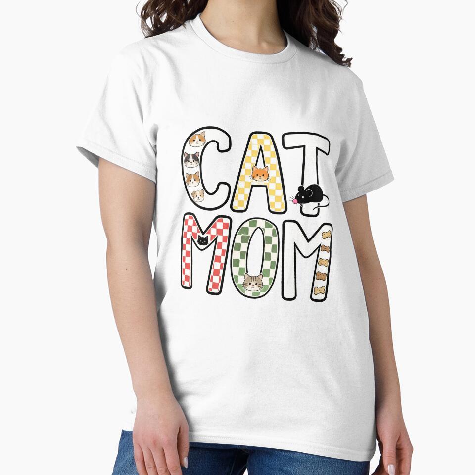 Cat Mom Cute Checkerboard Letter Design by truongloc246 T-Shirts, Hoodie, Sweatshirt | BlankRebels.com (Image 2)