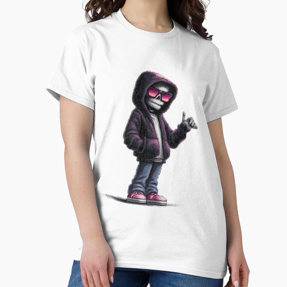 Cool Skeleton in Hoodie with Sunglasses Pixel Art T-Shirt by BBackdesign Sweatshirt | BlankRebels.com (Image 2)