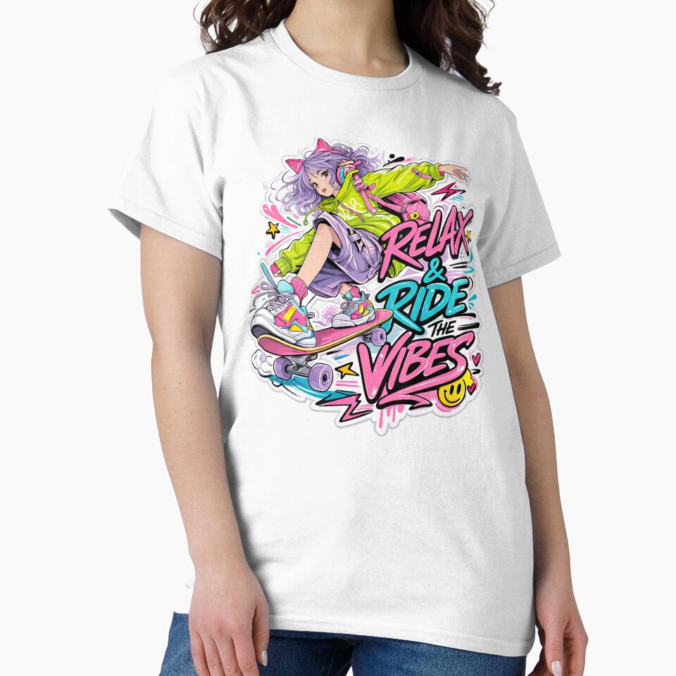 Skateboarding Anime Girl, Skateboard Graffiti Art by graphic-genie T-Shirts, Hoodie, Sweatshirt | BlankRebels.com (Image 2)