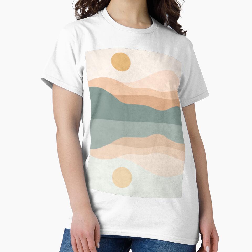Mountain Mid Century Modern Boho Japandi by MnmlArt T-Shirts, Hoodie, Sweatshirt | BlankRebels.com (Image 2)