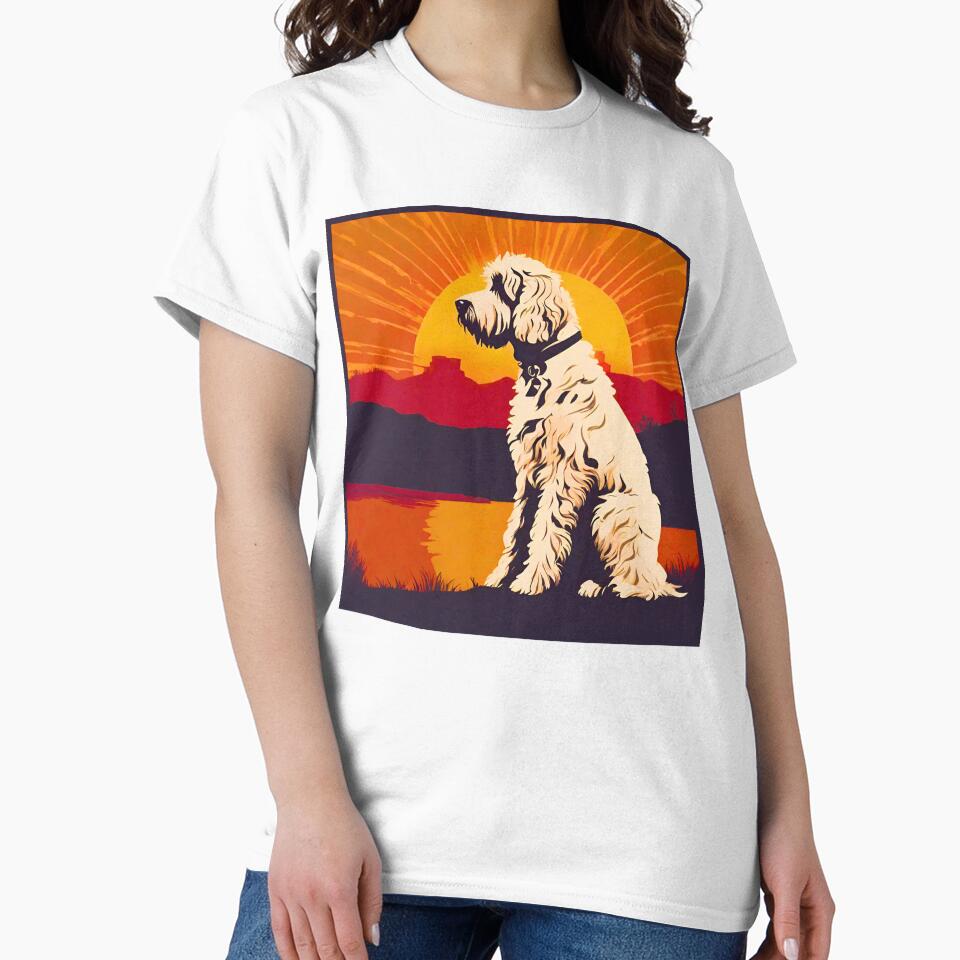 Fluffy Goldendoodle Vintage Sunset Near Lake by Fredster1966 T-Shirts, Hoodie, Sweatshirt | BlankRebels.com (Image 2)