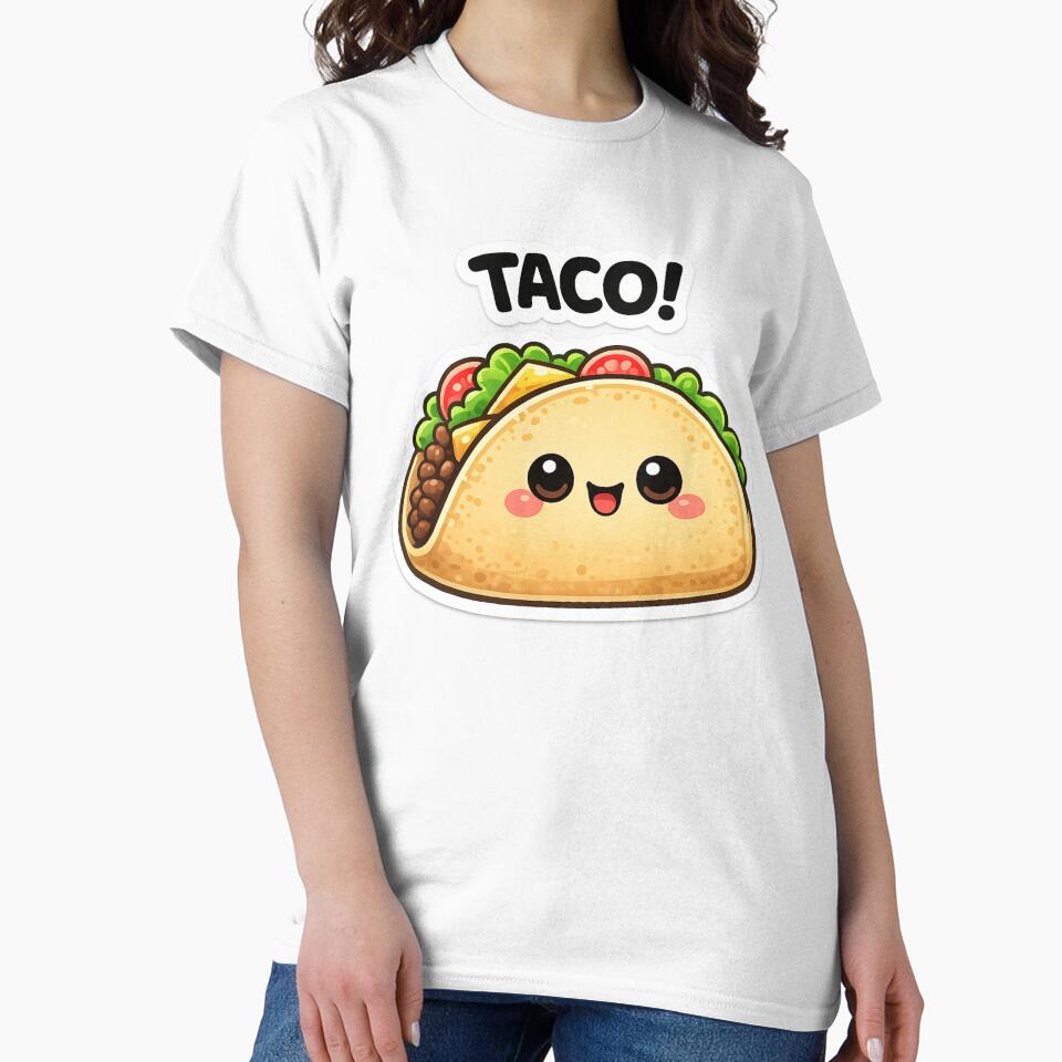 Smiling Taco with Toppings Cute Mexican Food Sticker by LongIslandDesgn T-Shirts, Hoodie, Sweatshirt (Image 2)