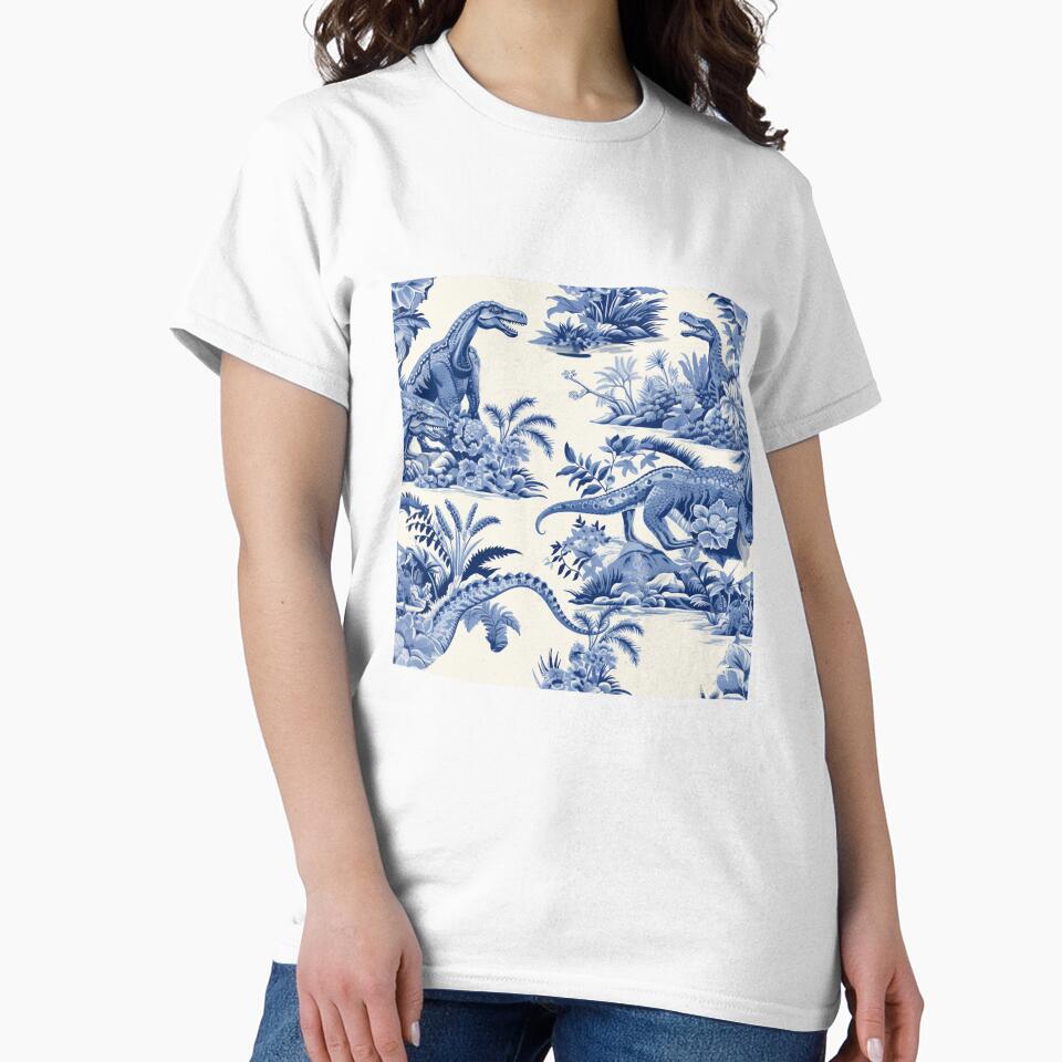 Porcelain dinosaurs blue and white traditional art by NuttyCottage T-Shirts, Hoodie, Sweatshirt | BlankRebels.com (Image 2)
