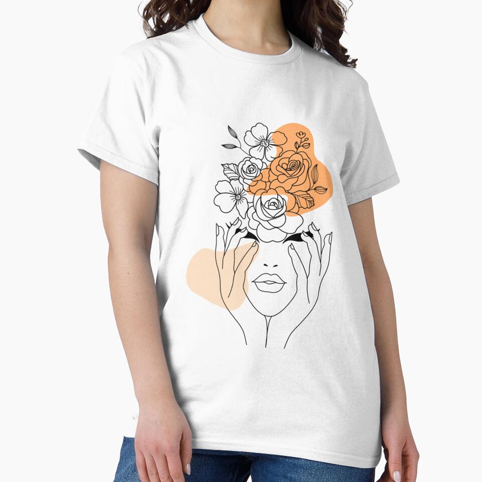Minimal Line Art Woman with Flowers by valexni T-Shirts, Hoodie, Sweatshirt | BlankRebels.com (Image 2)