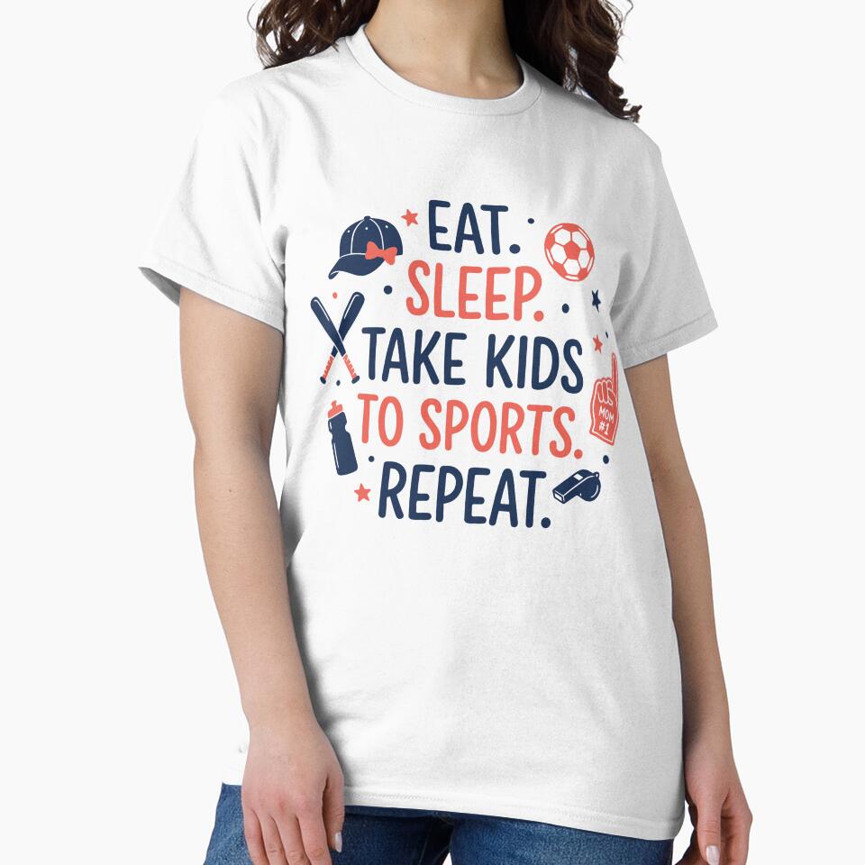 Funny Sports Mom Eat Sleep Repeat Gift by KroghDs