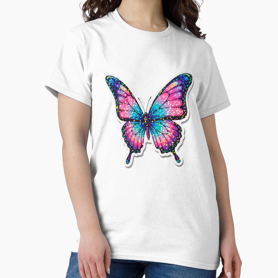 Y2K Aesthetic Butterfly Sticker – Vaporwave Holographic Design by 001Haiba T-Shirts, Hoodie, Sweatshirt (Image 2)