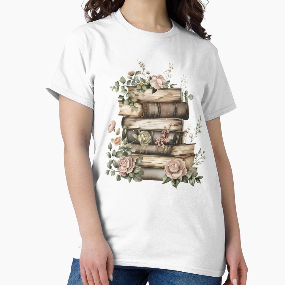 Vintage Books With Flowers by xiao xuans T-Shirts, Hoodie, Sweatshirt | BlankRebels.com (Image 2)