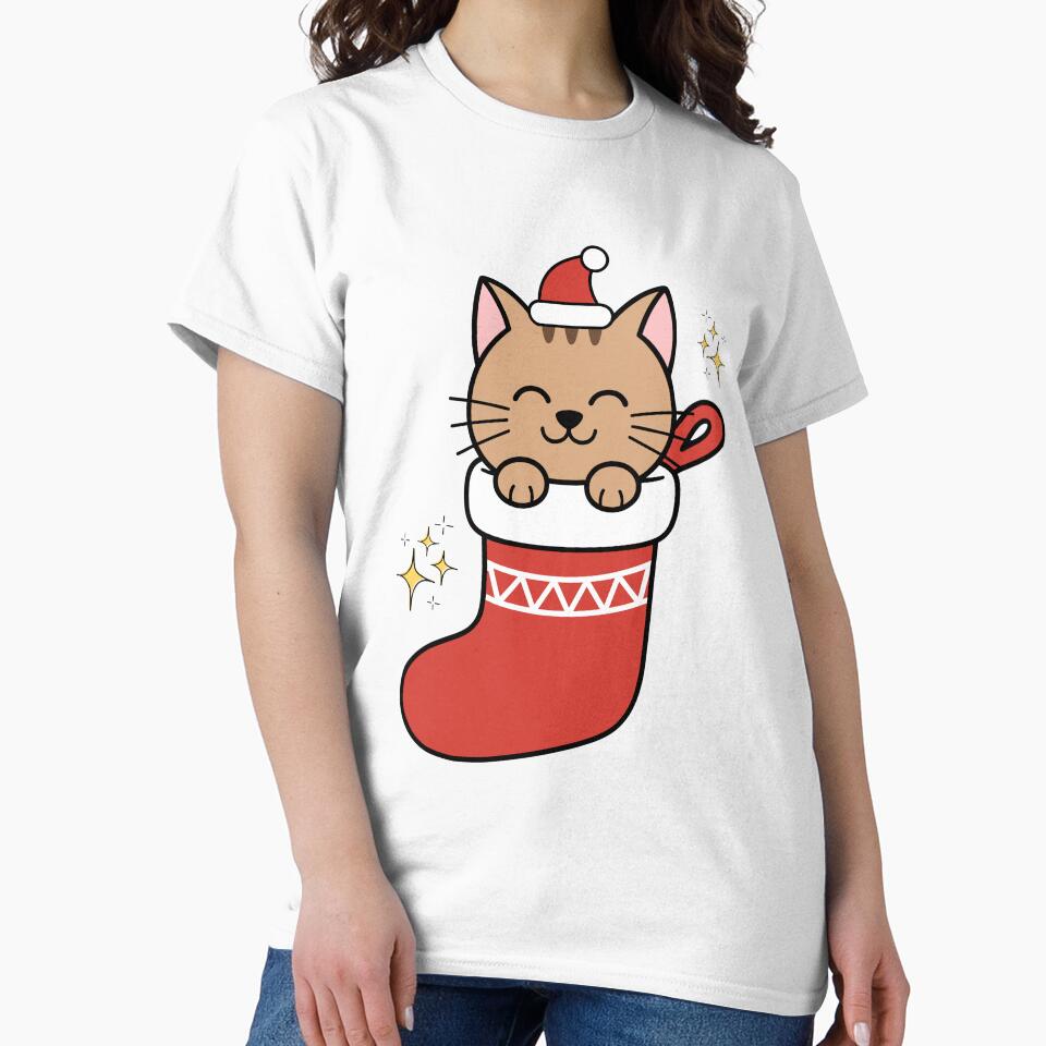 Cute Kawaii Cat in Christmas Stocking – Cozy Holiday Apparel by zvizdetss T-Shirts, Hoodie, Sweatshirt (Image 2)