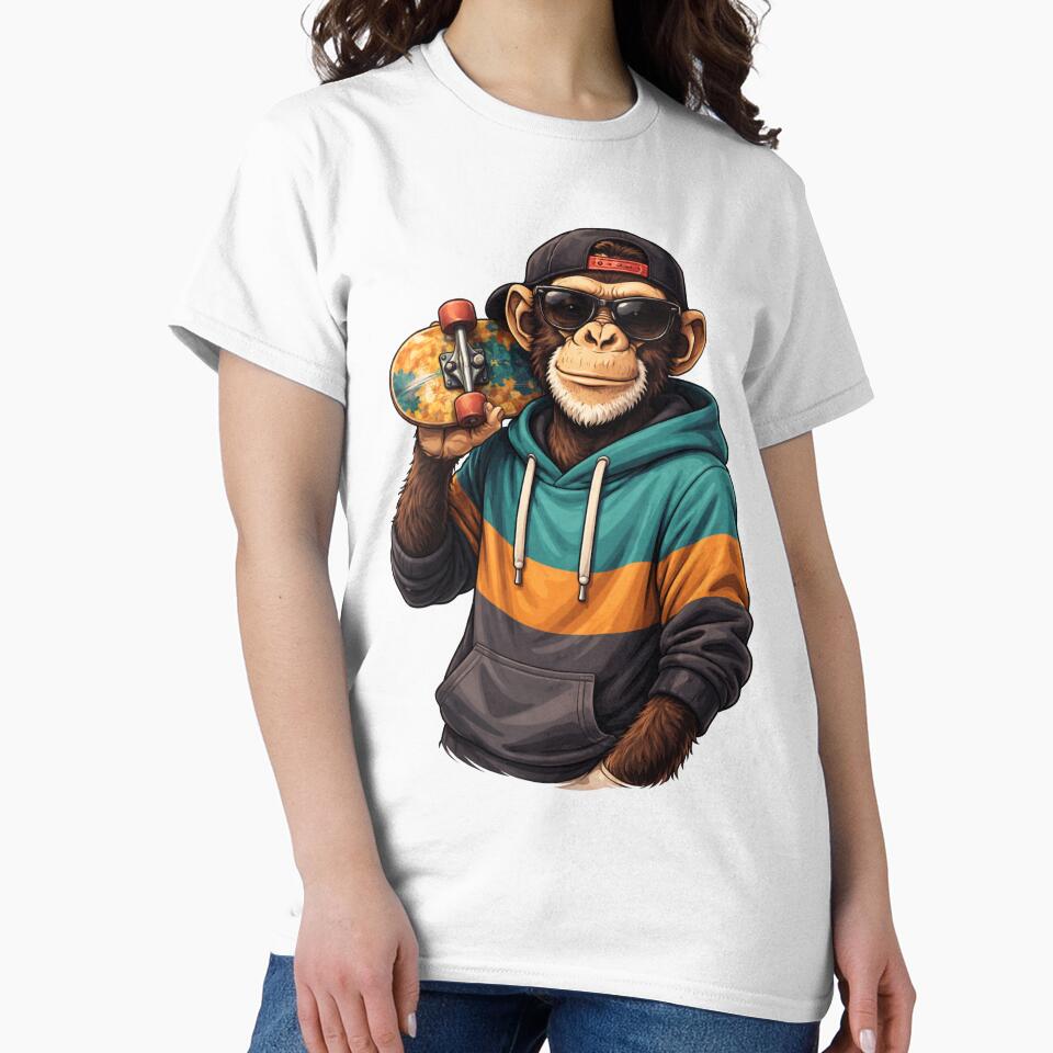 Cool Skateboard Monkey – Urban Streetwear Skater Lifestyle Animal Art by ColorSplash123 T-Shirts, Hoodie,... (Image 2)