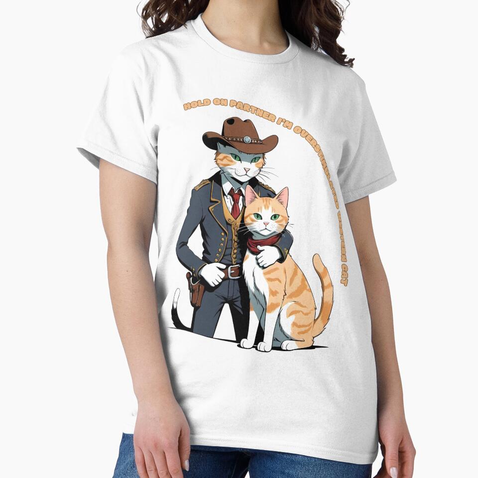 Hold on partner i'm overstimulated western anime cat by NebulaLabs T-Shirts, Hoodie, Sweatshirt | BlankRebels.com (Image 2)