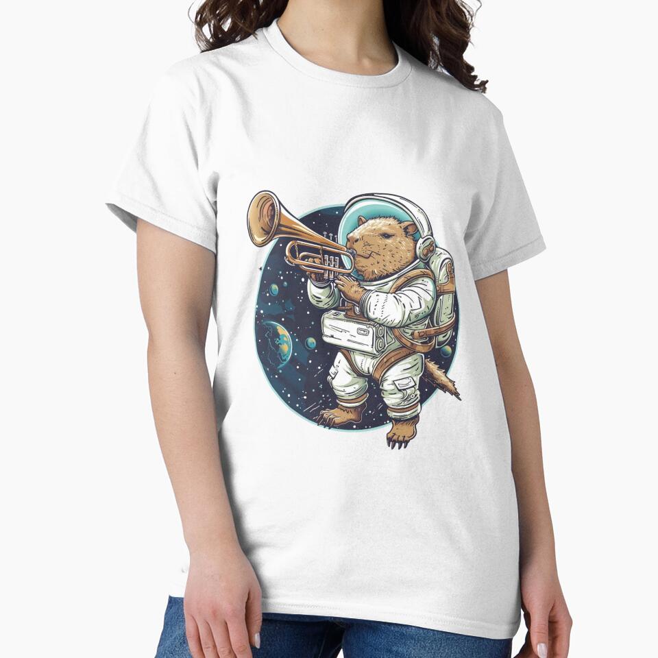 Capybara Playing Cornet Space Funny T-Shirts, Hoodie, Sweatshirt